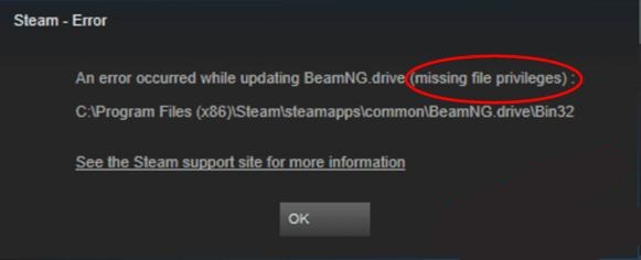 Fix Steam Missing File Privileges Error