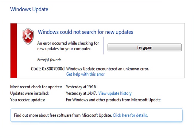 Error Code 0x8007000D in Windows 10