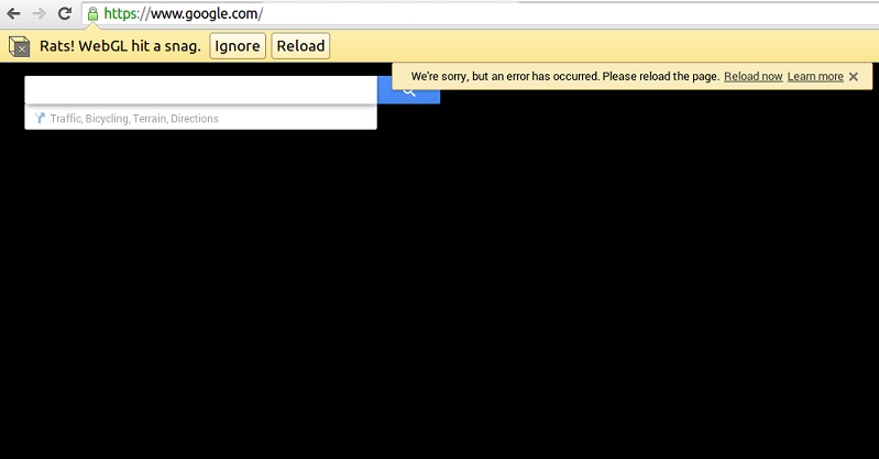 Rats! WebGL Hit A Snag Error in Google Chrome