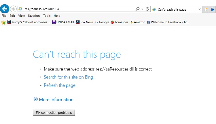 res://aaresources.dll/104 Error on Internet Explorer